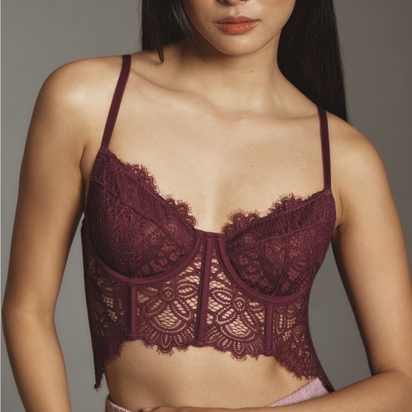 - Anthropologie Giselle Xl New with tags Chic Burgundy Lace Bralette - Picture 3 of 4